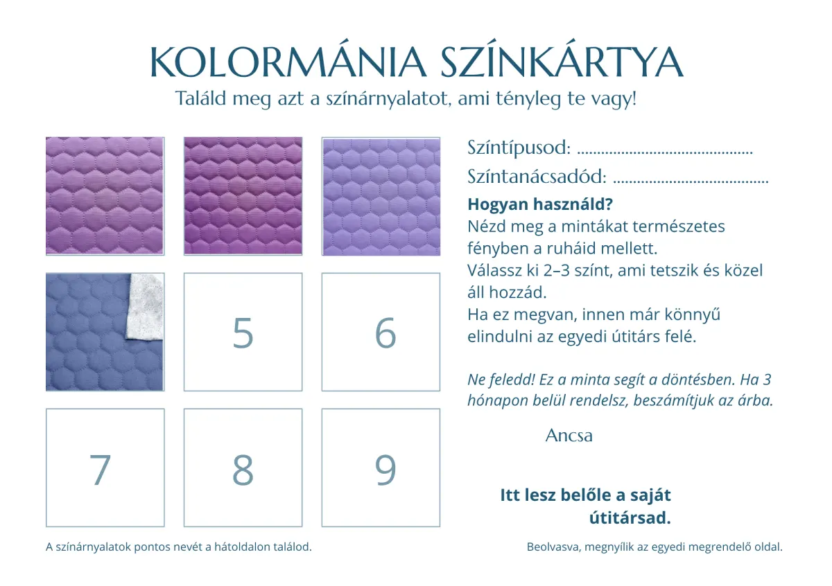 Kolormánia színkártya